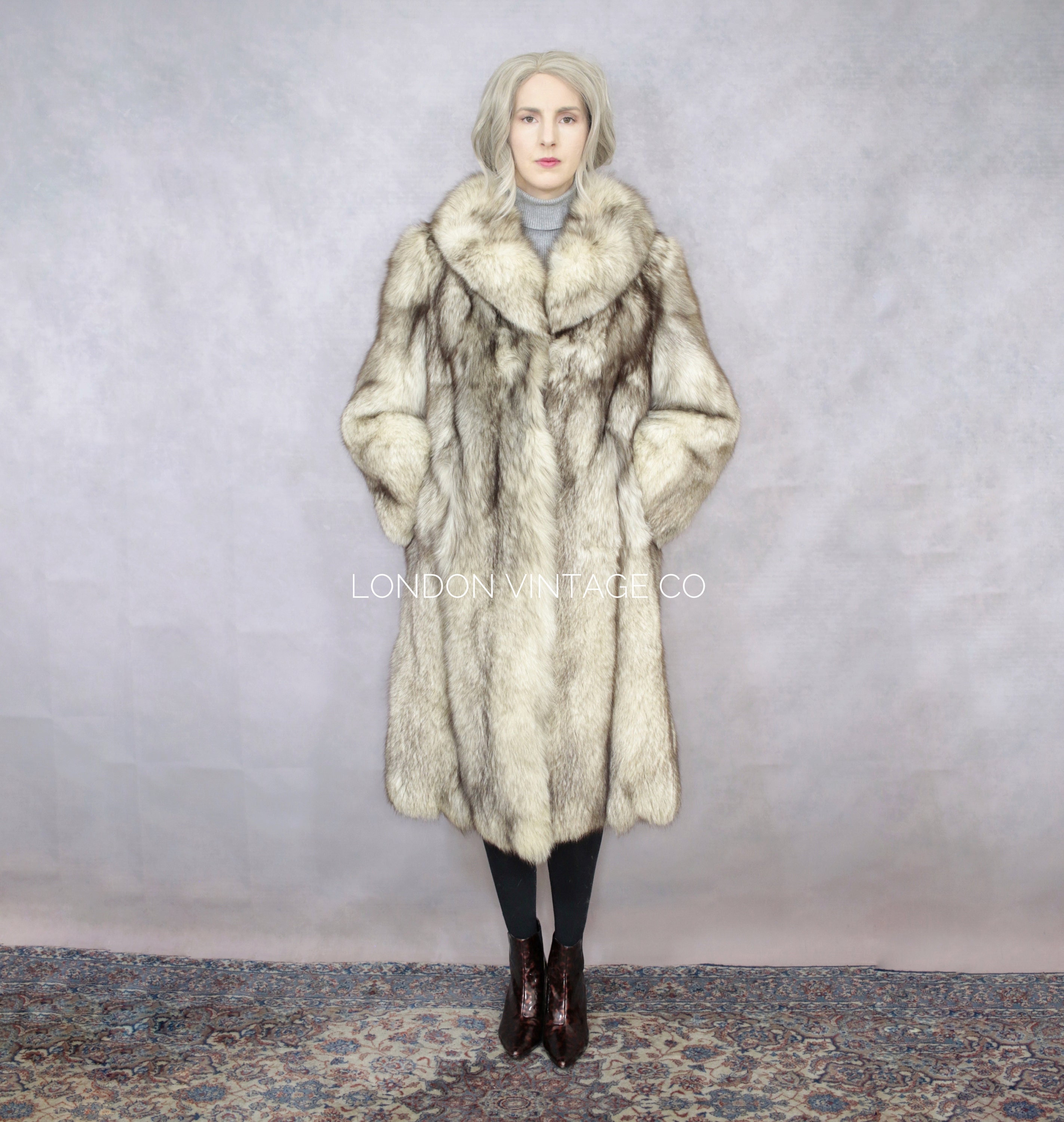 Size S Vintage Blue Fox Fur Coat real Fox Fur/vintage Fox Size S Vintage Blue Fox Fur Coat real Fox Fur/vintage Fox
