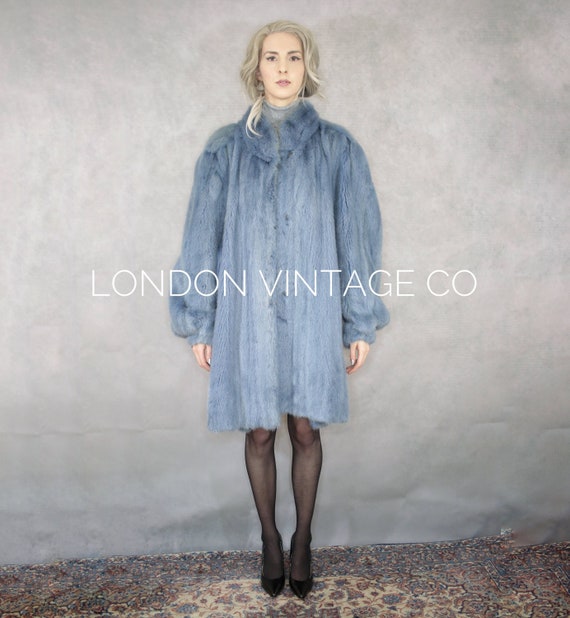 Size L-XL | Vintage blue mink fur coat {Real mink