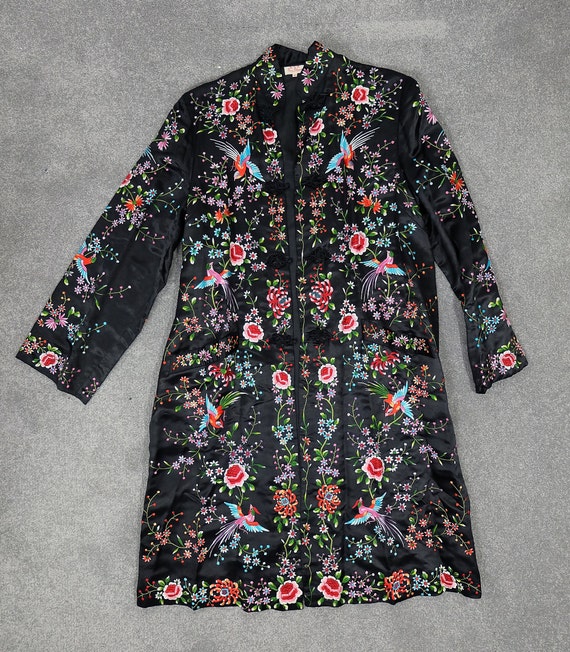 Vintage black embroidered coat {vintage embroider… - image 7