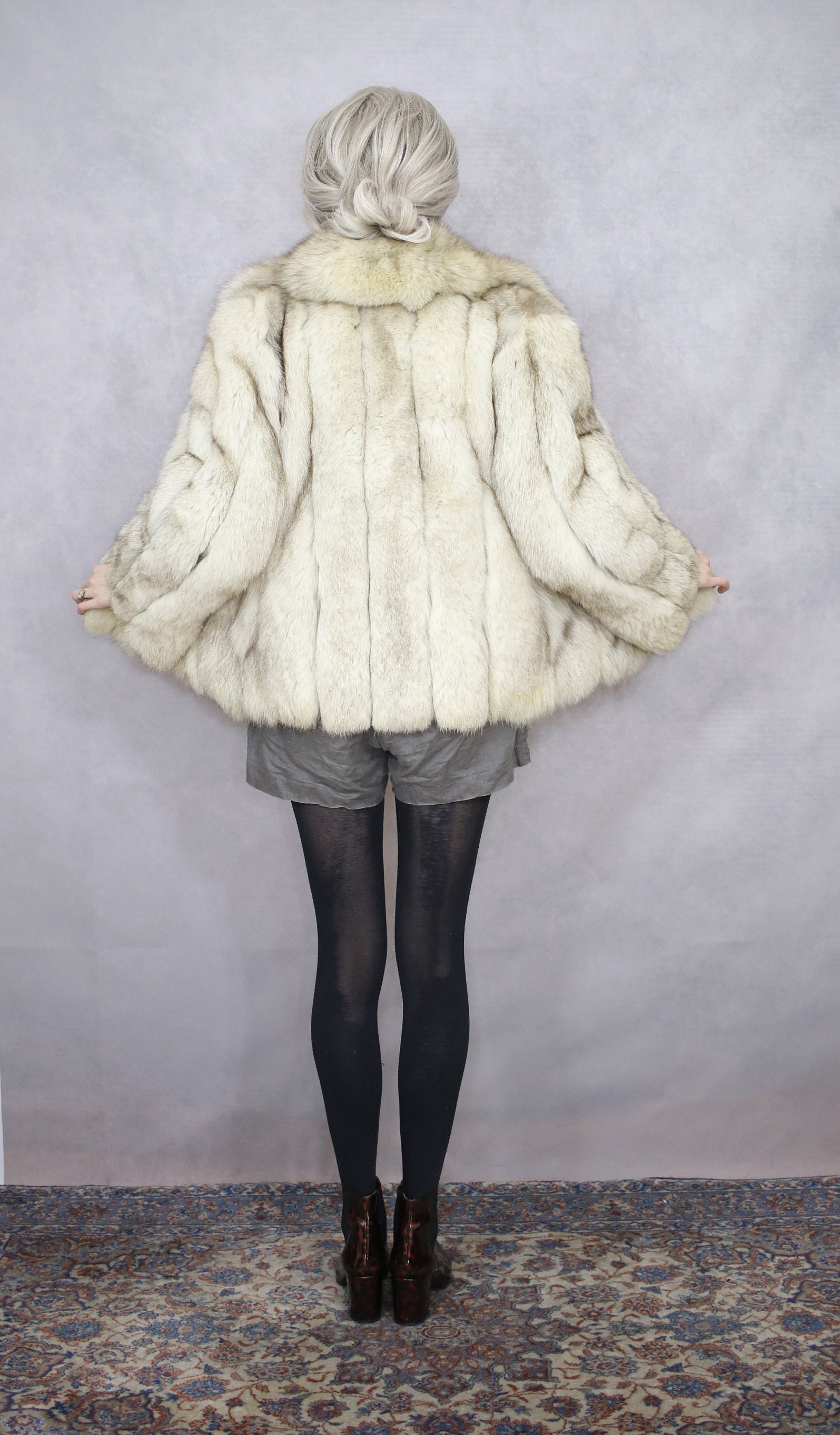 Size S Vintage Blue Fox Fur Coat vintage Fox Fur/real Fox - Etsy