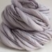 Hand Spun Thick and Thin light grey pink mauve yarn - Merino Wool Silk Blend chunky bulky Slub yarn, weaving knitting