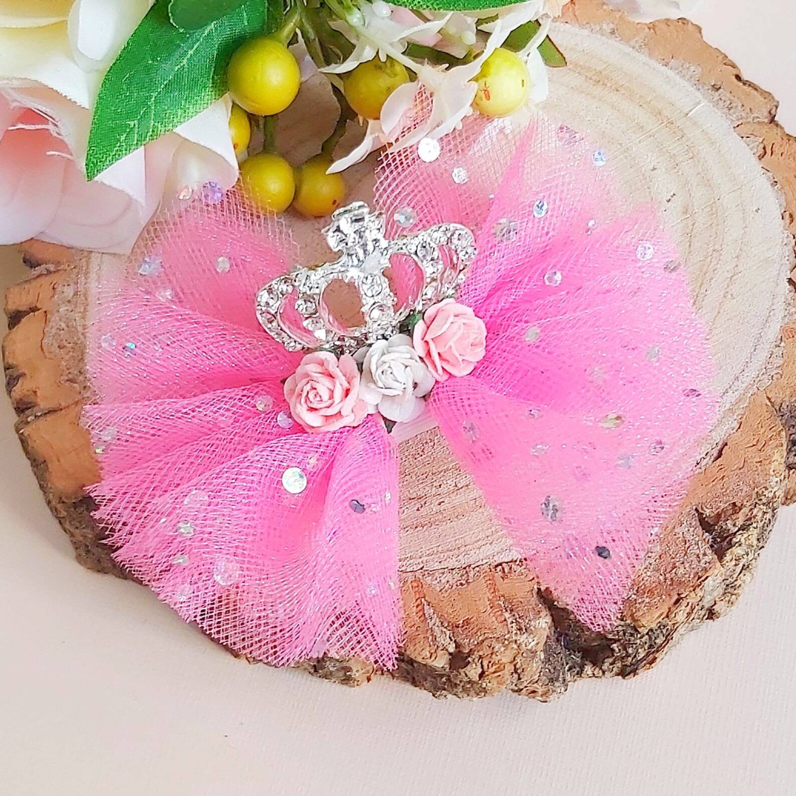 Tiara hair bow princess bow crown hair bow Toddler Etsy