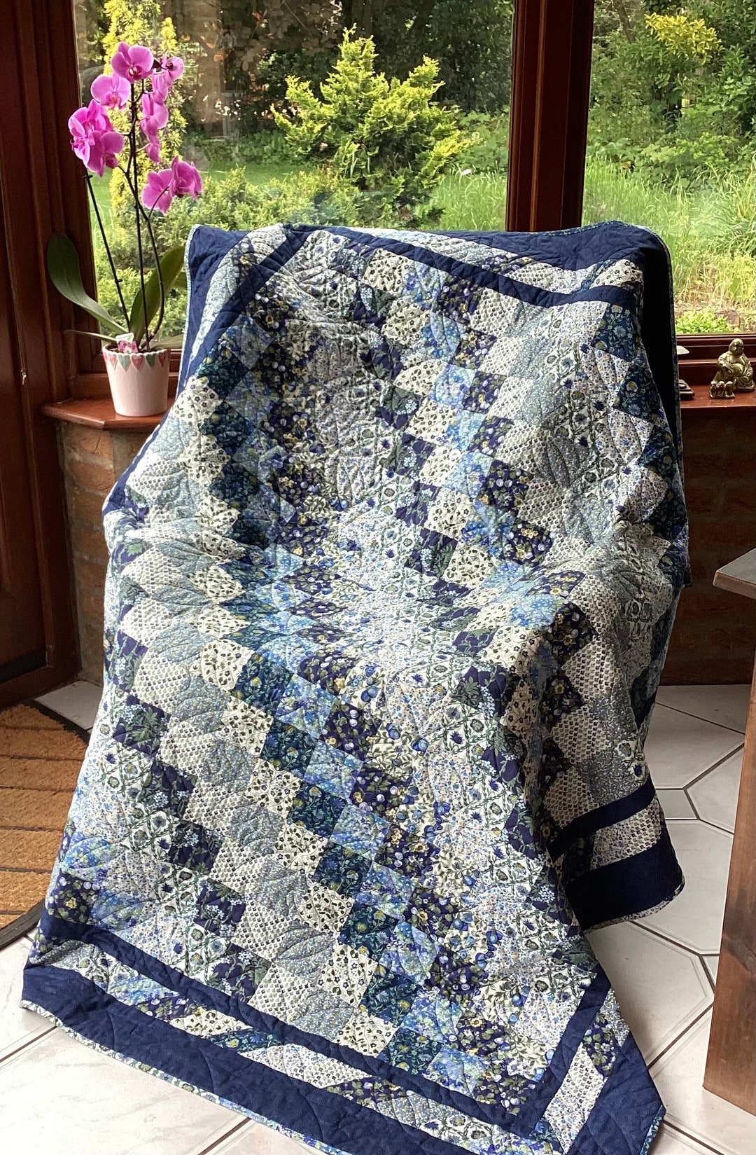 Blue Handmade Quilt. Scrap Quilt. Made Using Liberty of London Etsy