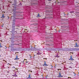 Ballerina Patchwork Quilt. Pink Handmade Quilt. Star Quilt. Bally Shoes. Home Decor. Dance Quilt. Quilts For Sale. Girl Quilt. Gift.