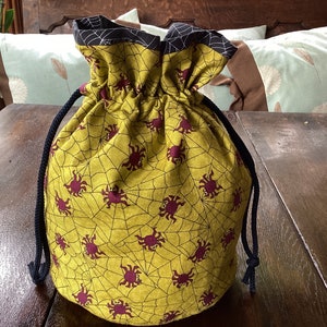 Halloween Drawstring Bag. Trick or Treat  Bag. Handmade Drawstring Bag. Halloween Gift bag. Drawstring Pouch. One of A Kind Drawstring Bag.