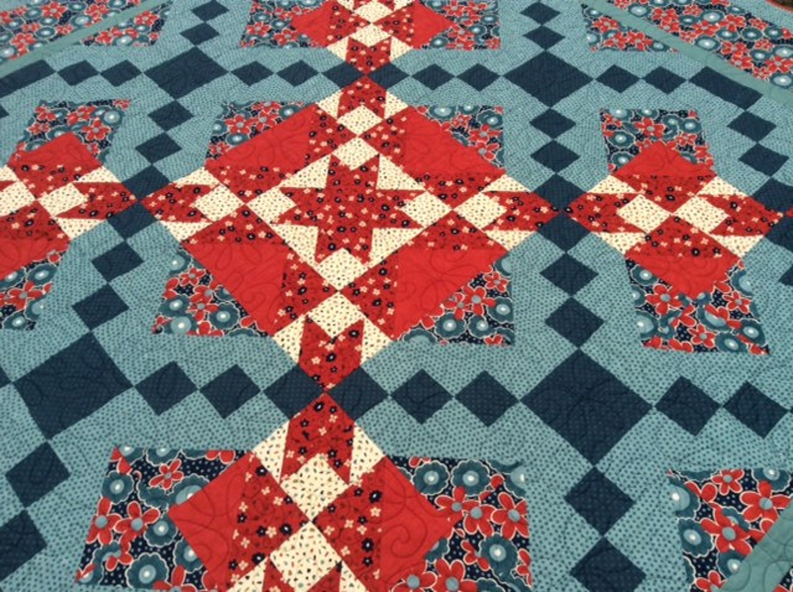 King Size Handmade Quilt. Queen Size Quilt. Home Decor Teal Etsy