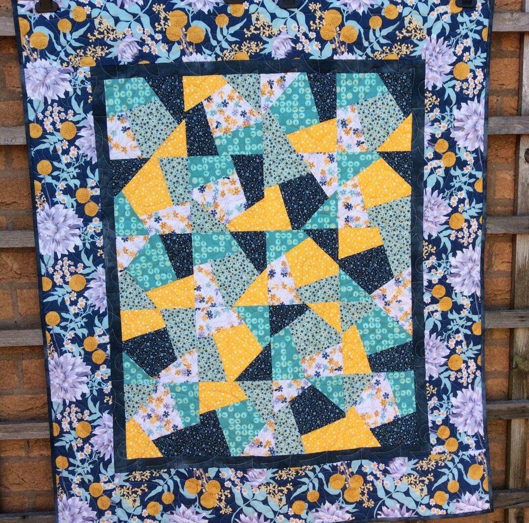Crazy Patchwork Quilt. Blue Quilt. Small Quilt. Gift. Unique. Etsy