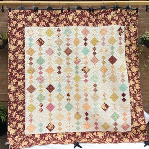 Modern Large Patchwork Quilt. Diamond Quilt. Handmade Quilt. Unique. Pink Quilt. Scrap Quilt. Quilts For Sale. Home Decor. Bridal Shower