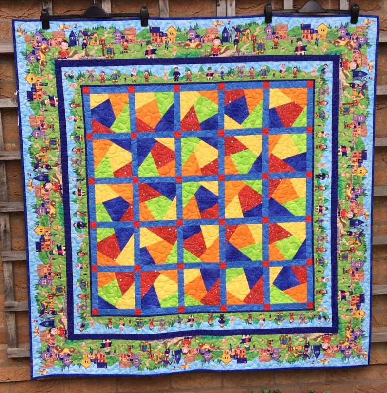 Stack-n-Whack Noddy quilt.Crazy Patchwork Quilt.Childs | Etsy