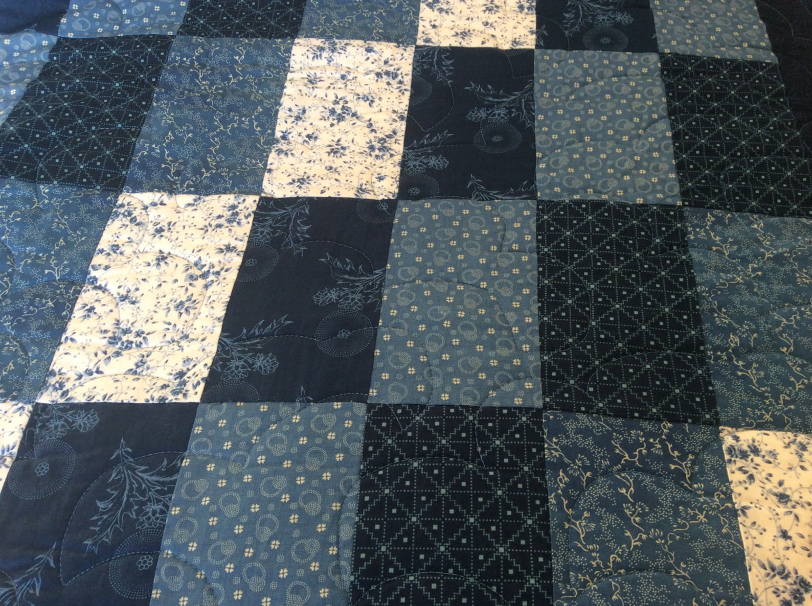 Queen Size Trip Around the World Quilt.blue Quilt.patchwork Etsy UK