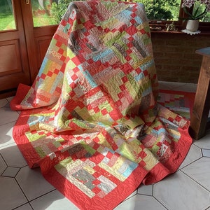 King Size Quilt. Unique Handmade Quilt. Home Decor. Scrap Quilt. Gift. Quilts For Sale. Patchwork Quilt. Rainbow Quilt. One Of A Kind Quilt.