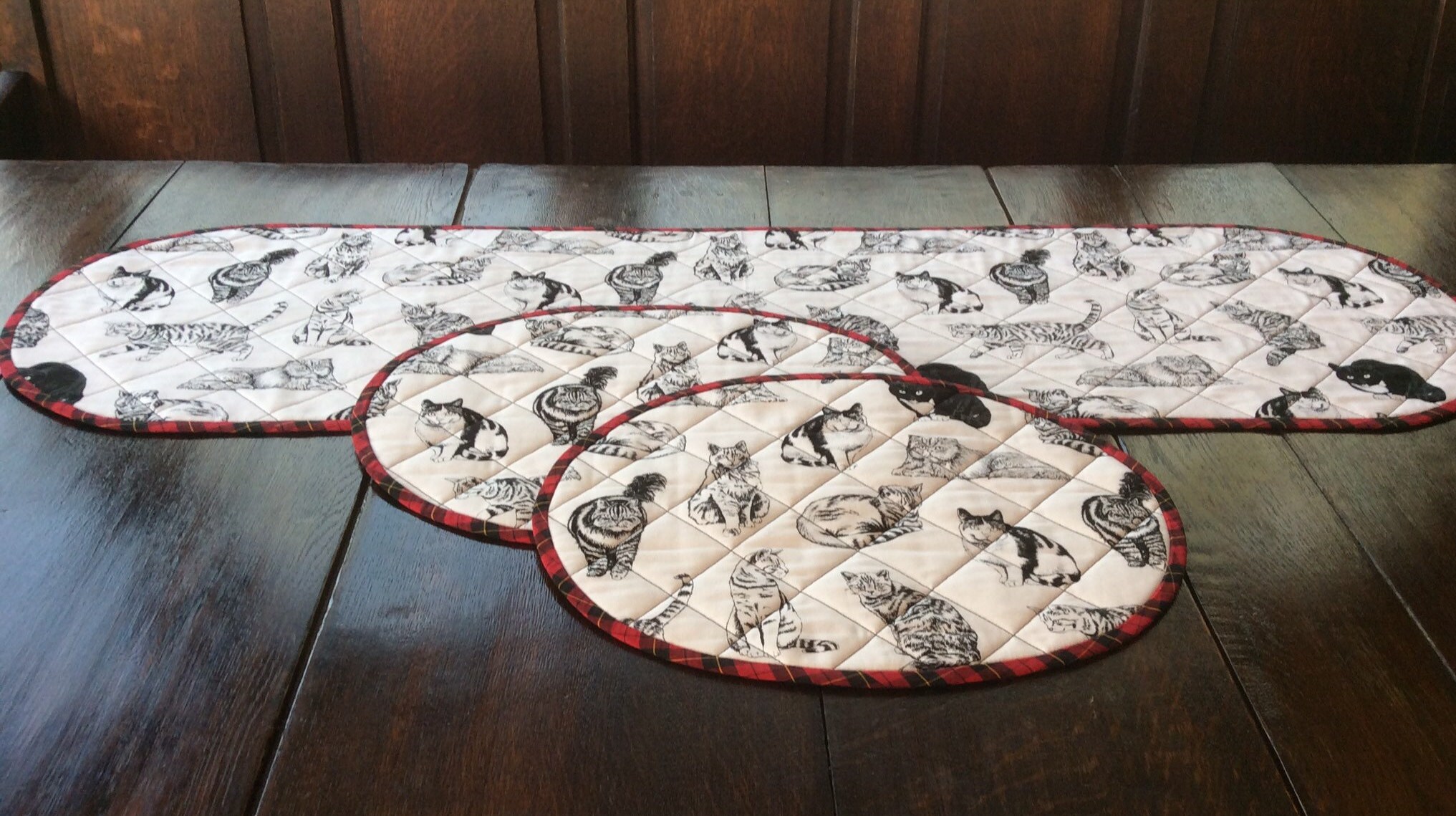 Oval Cat Mats and Matching Runner. Breakfast Set. Reversible. Etsy