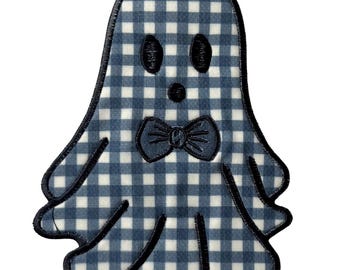 Boy Ghost Embroidery Design with Bow Tie | Cute Halloween Applique | Machine Embroidery Digital File