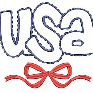 Broderiapplikation med pilgrimsmusslor och rosett i USA: Patriotisk 4 juli-fil (4-10 tum)