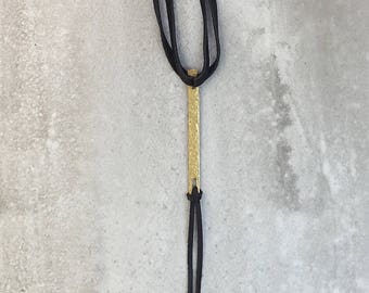 Brass Stick with Leather Necklace