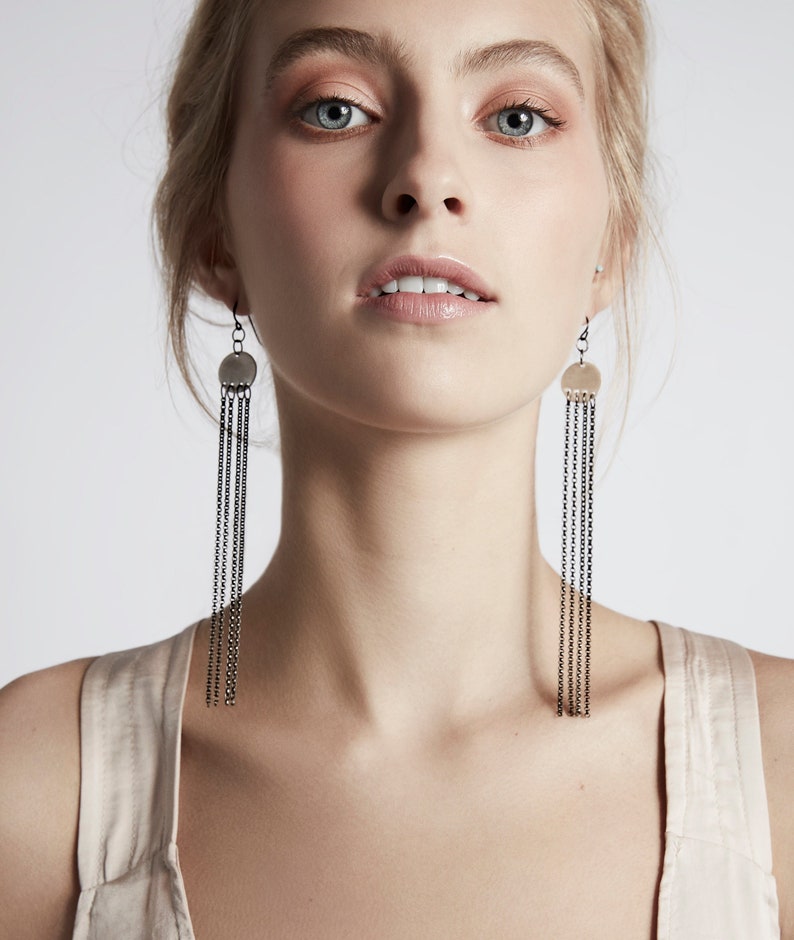 Silver Fringe Earrings image 1