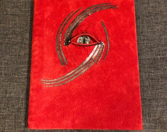 OOAK Silver-Blue Dragon Eye Sketchbook, Hand Crafted Leather Bound Notebook.