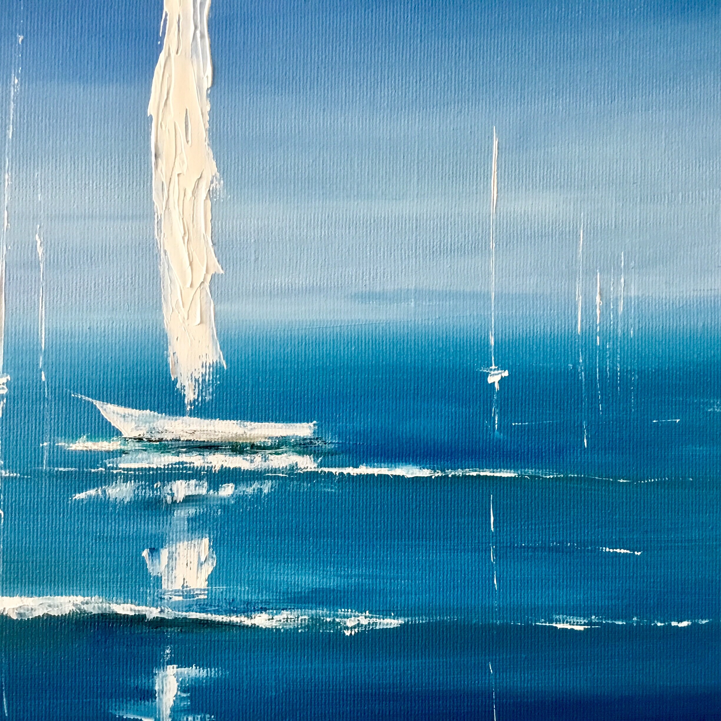 Abstract boats painting Blue painting for wall decor Sailboats Etsy
