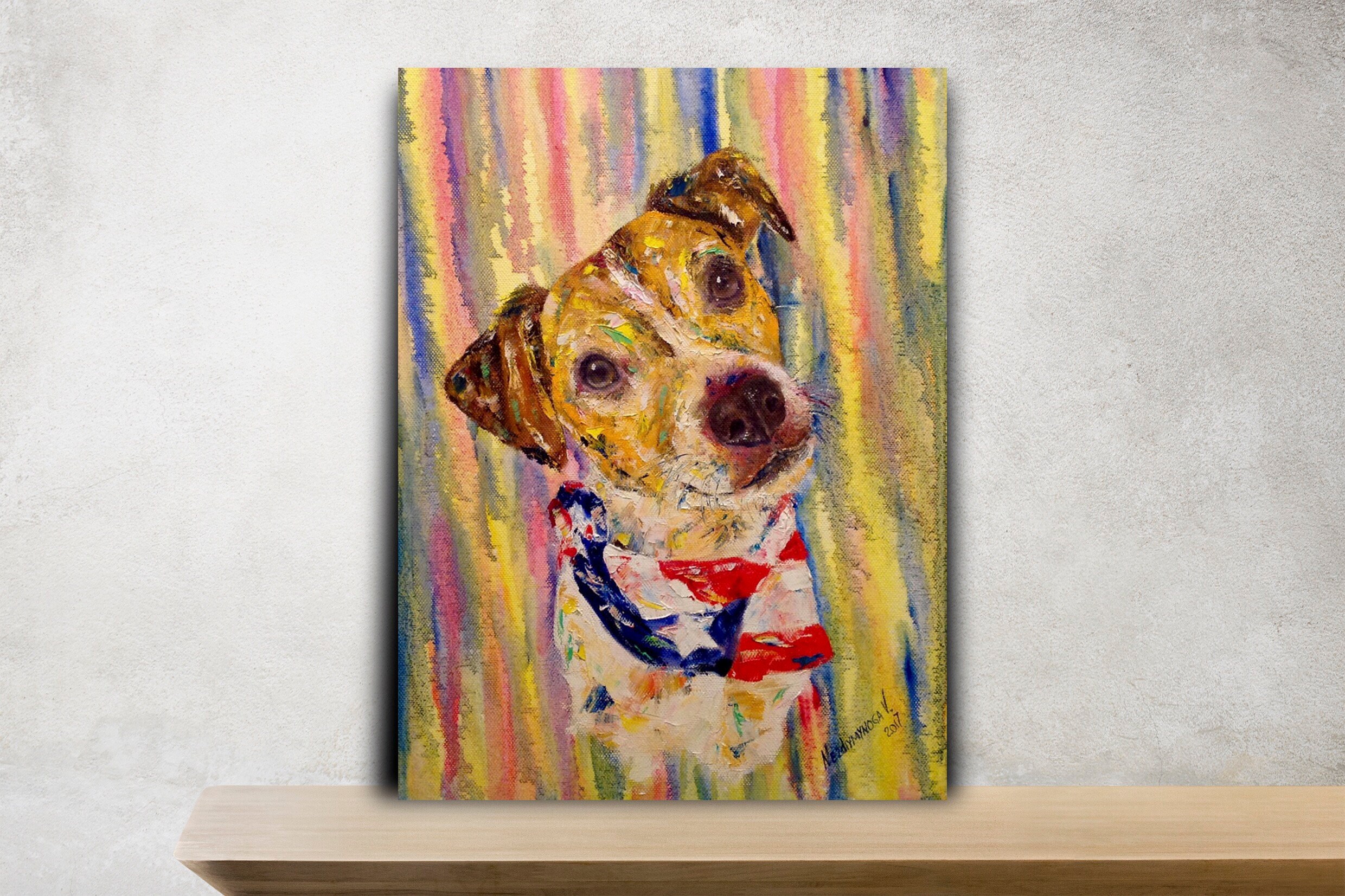 Abstract dog painting on canvas Pet custom portrait from photo Etsy