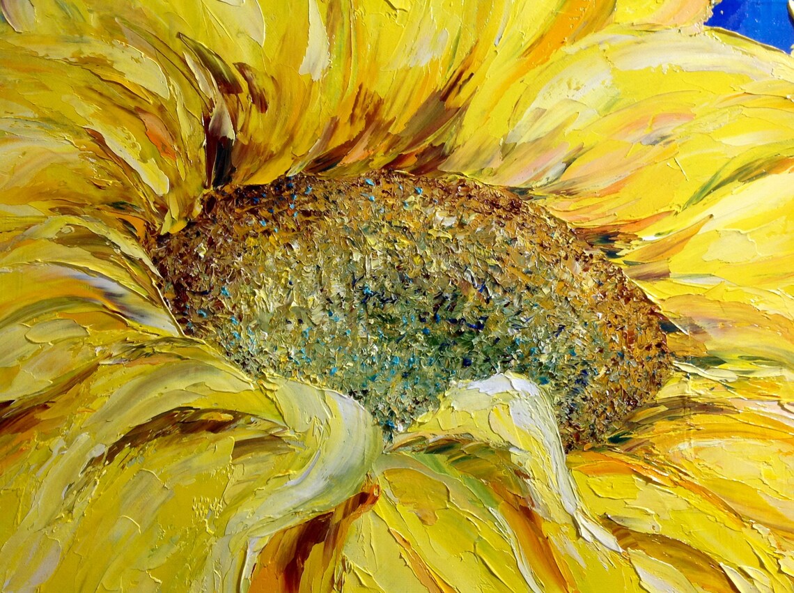 Large size painting sunflower Modern Ukrainian art Impasto art | Etsy