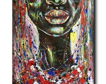絵画　アート　美術作品　アフリカの女性 アフリカ系アメリカ人の絵画 アフリカの女王 オリジナルアート