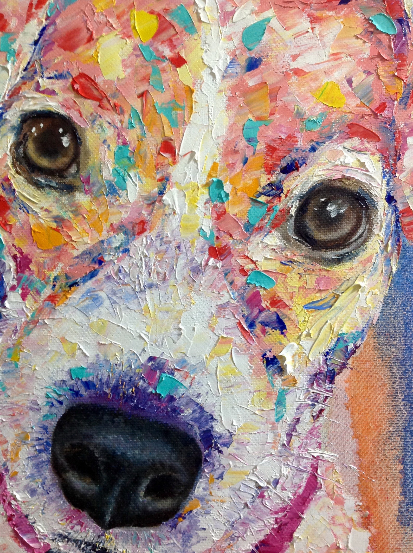 Dog Oil Painting Custom Colorful Dog on Canvas Pet Portrait Etsy