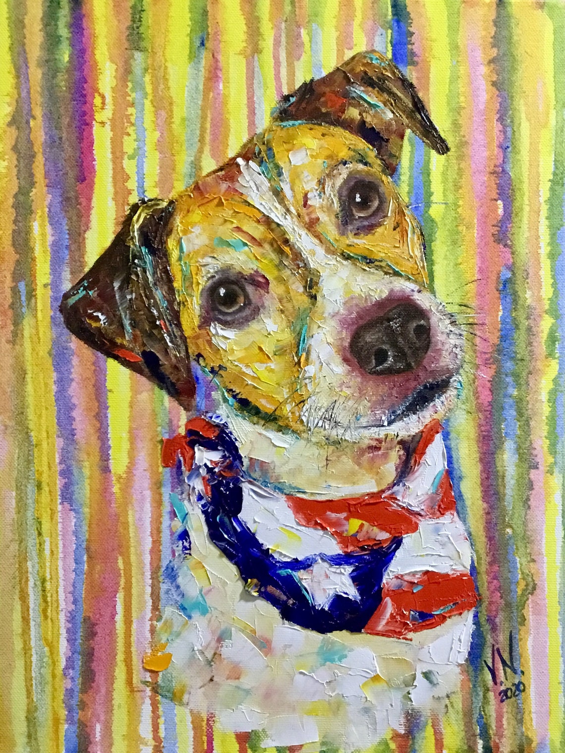 Memorial dog painting from photo Pet loss Original oil art on Etsy