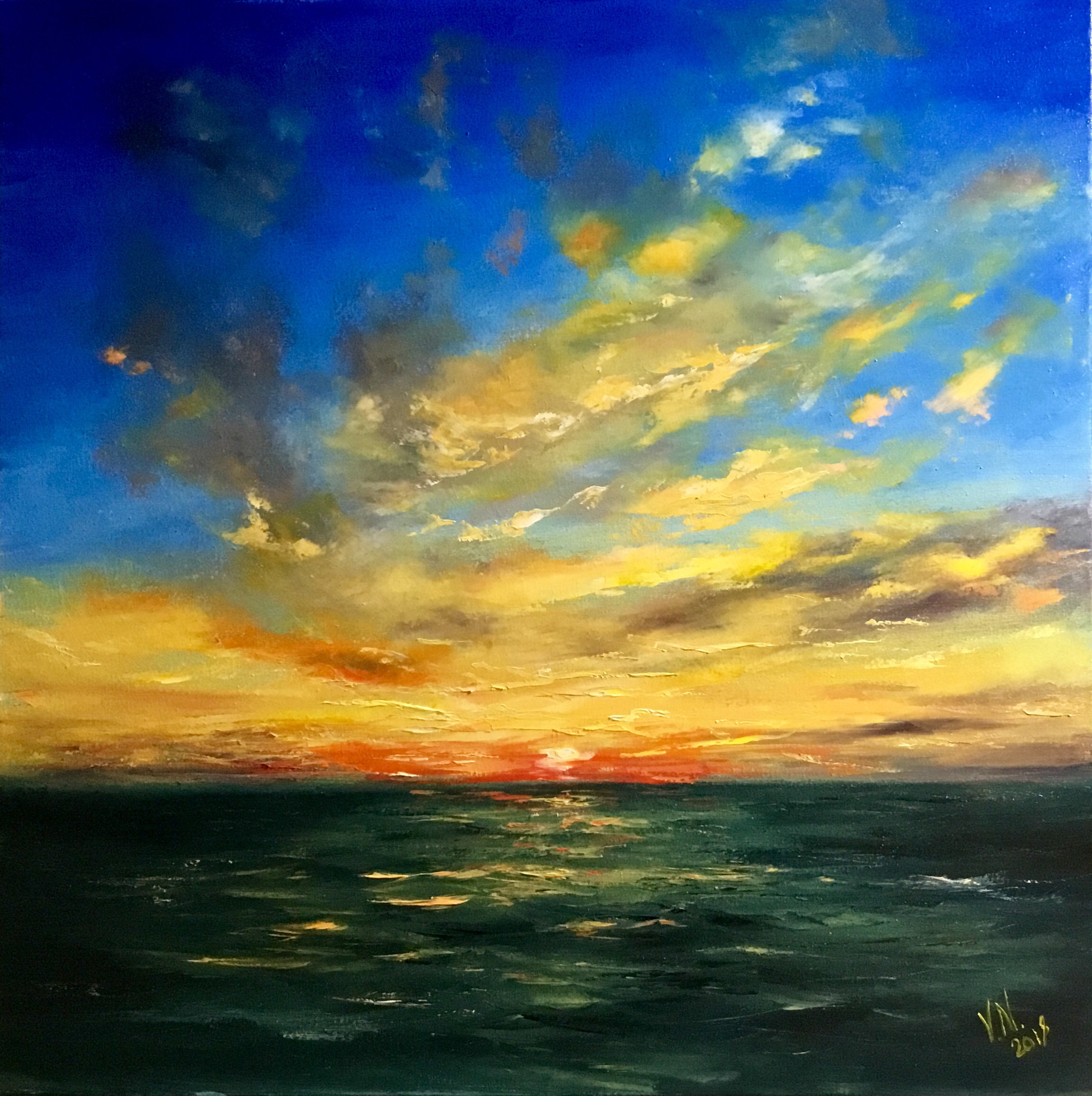 Sky & sea painting original Seascape oil Colorful painting oil Etsy