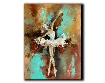 Miniatura de óleo de bailarina abstracta Ballet pequeña pintura Figuras de mujeres bailando Obra de arte original Impresionismo moderno Artista ucraniano Presente