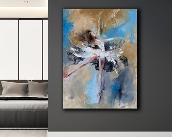 Abstract ballerina on customized size canvas Dancing female art for modern home Woman figure custom big wall decor Gift for ballet lovers