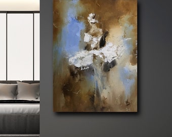 Ballerina abstract painting Oversized oil artwork Modern Ukrainian art Dancing girl Dance Woman’ figure For ballet lovers Wife anniversary