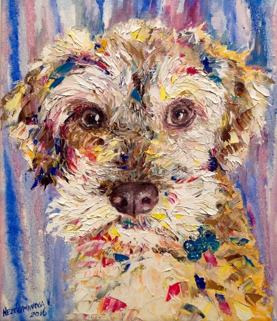 Dog painting custom Portrait from photo Dog art canvas Etsy