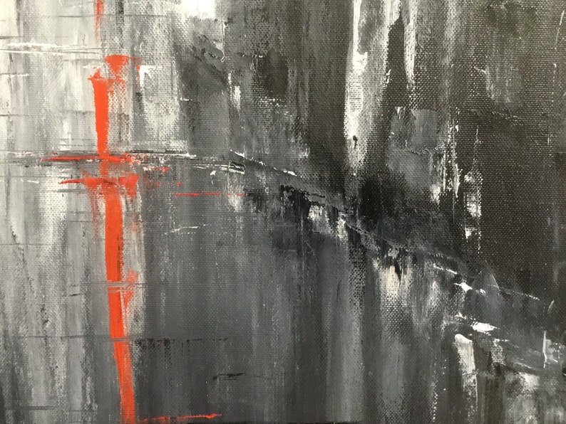 Abstract Painting Large Black White Red Art on Canvas Abstract Etsy