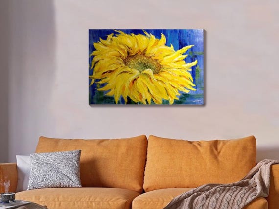 Zonnebloem schilderij groot formaat interieur schilderij op | Etsy Zonnebloem schilderij groot formaat interieur schilderij op | Etsy