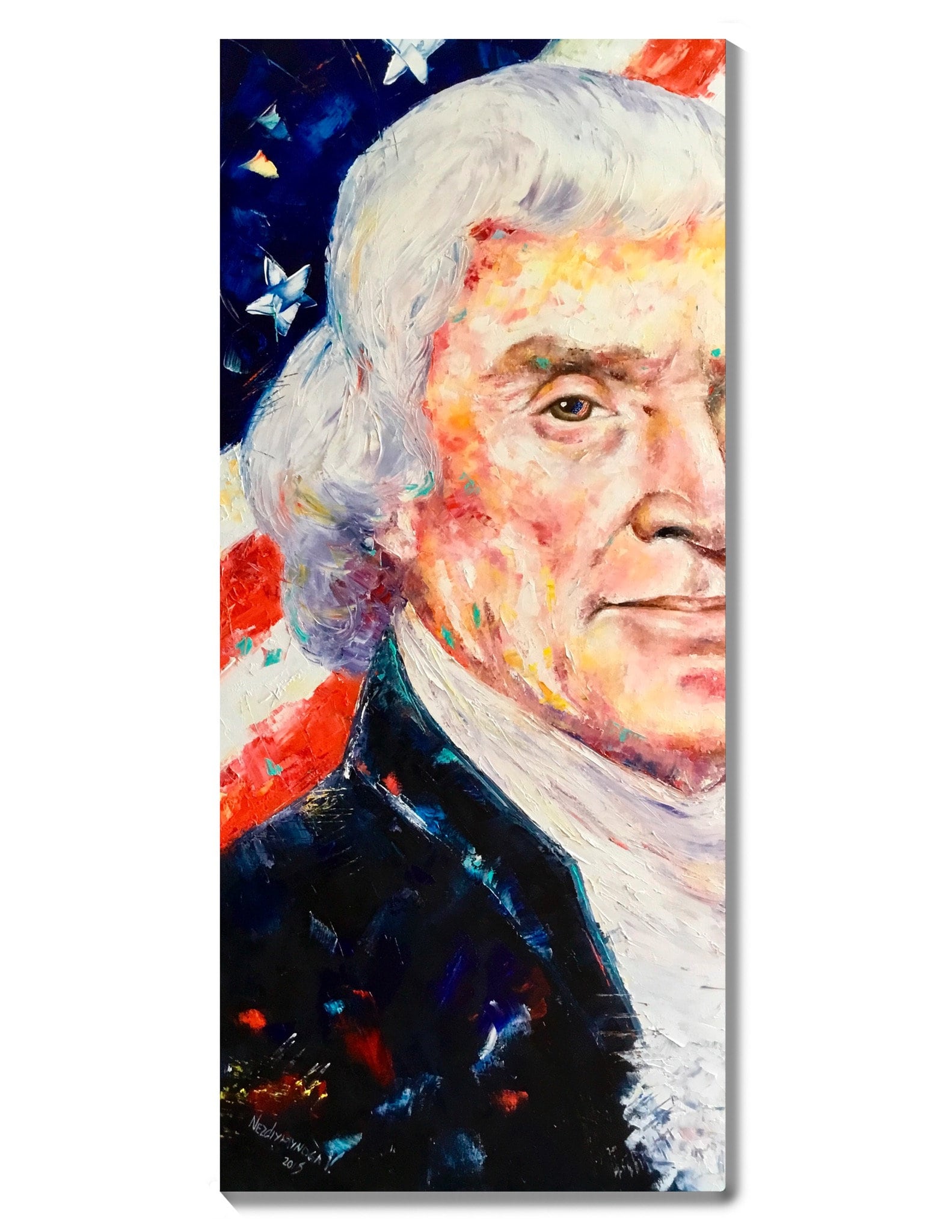 US FOUNDING FATHER /& PRESIDENT THOMAS JEFFERSON PAINTING ART REAL CANVAS PRINT