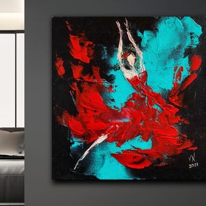 Flamenco öl gemälde auf große Leinwand Frauen in rot spanisch tanz liebhaber geschenk für sie ästhetische wand dekor kunst