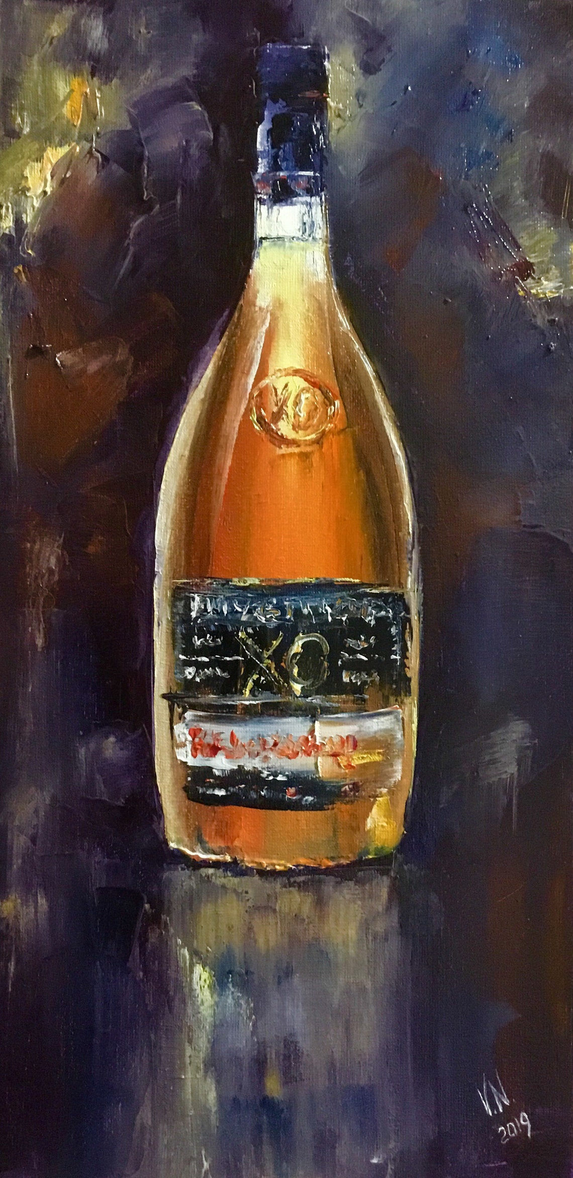 Bottle of Brandy Painting Still Life Art Oil Painting for Etsy