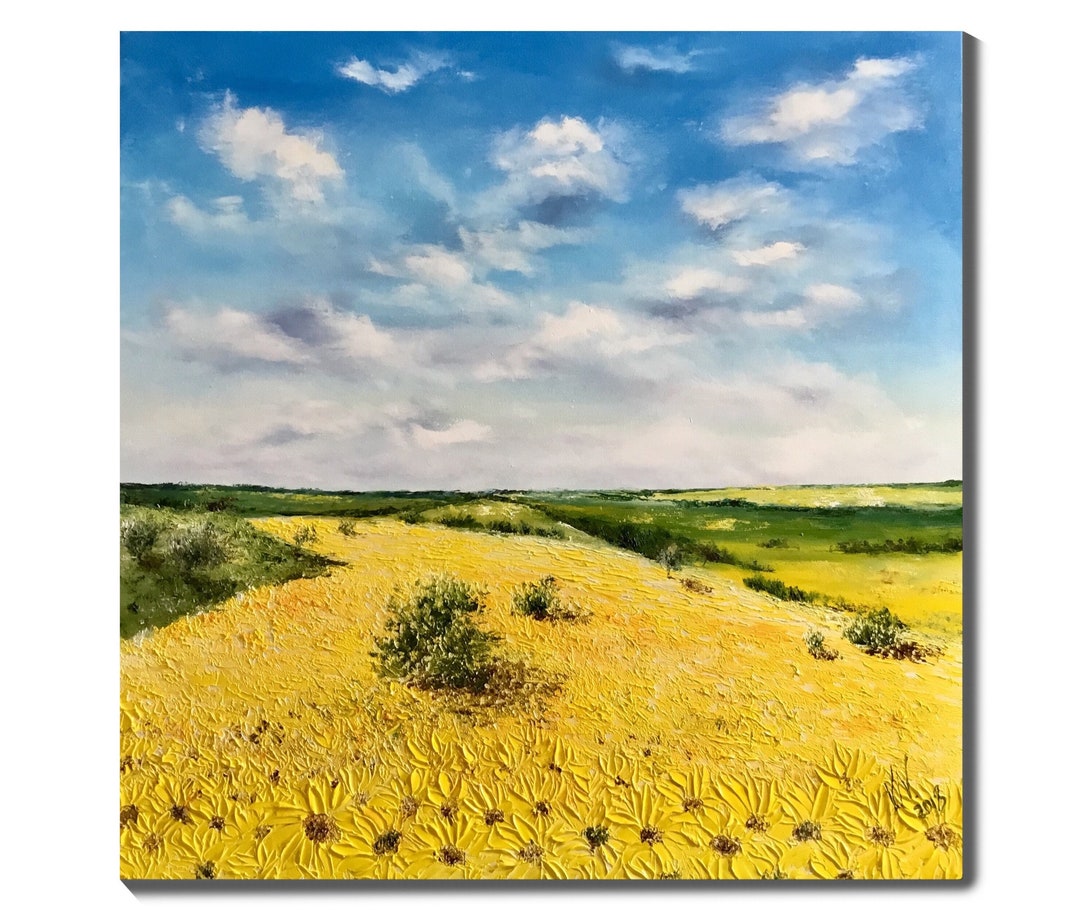 Sunflowers Field Painting on Canvas Oil Painting Original Floral Art ...