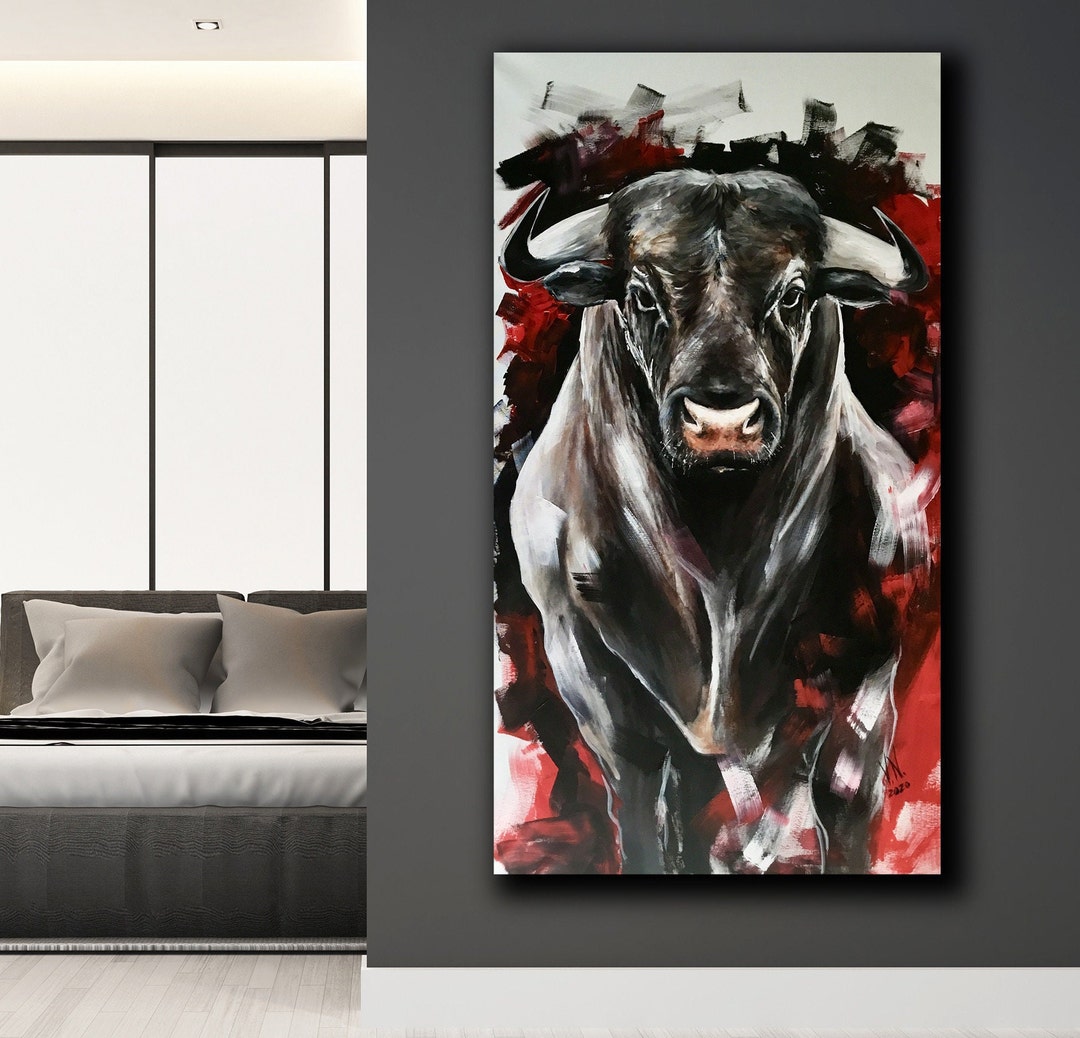 Big Bull Acrylic Painting Large Size Corrida Art Wall Decor for Men's ...