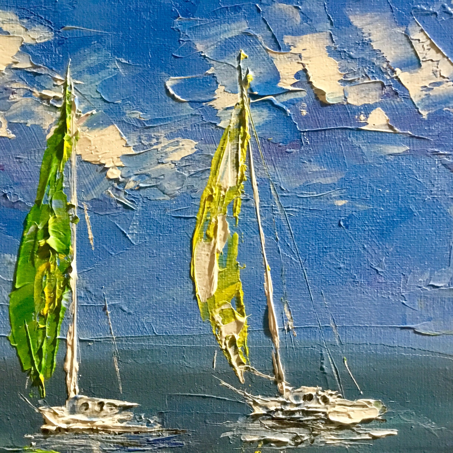 Yachts Small Painting Sailing Boats Art Work Regatta Oil Etsy