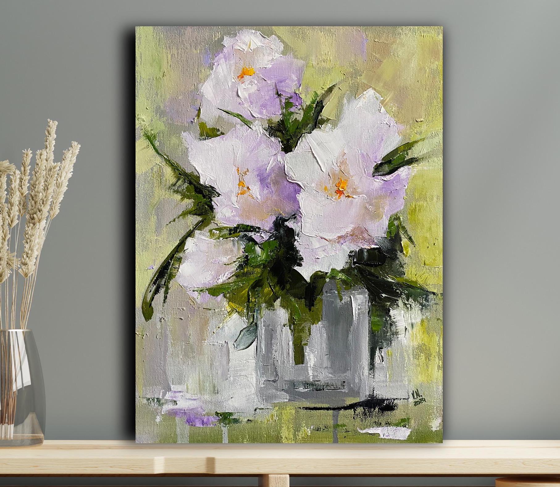 Abstract Flowers in Vase Original Oil Painting Still Life Miniature ...