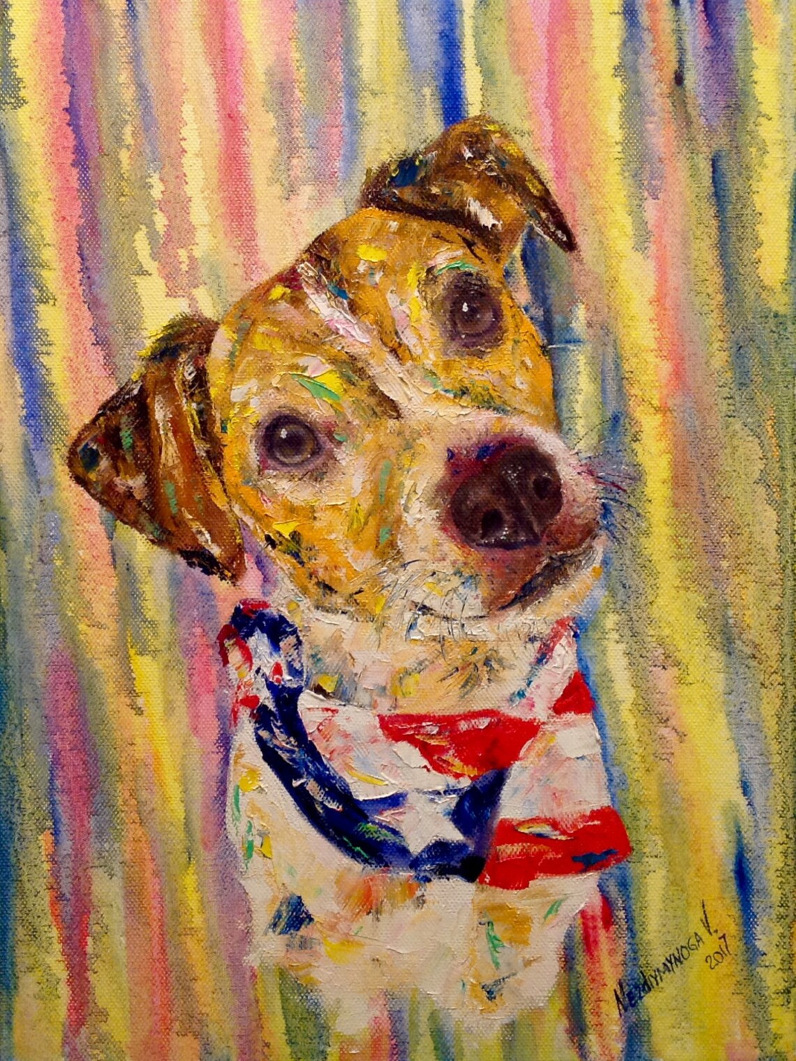 Custom painting dog Pet portrait from photo Impasto dog Etsy