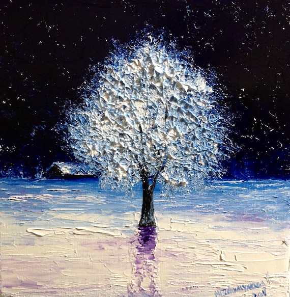 Snow Tree Painting Christmas Gift Winter Tree Painting Etsy Snow Tree Painting Christmas Gift Winter Tree Painting Etsy