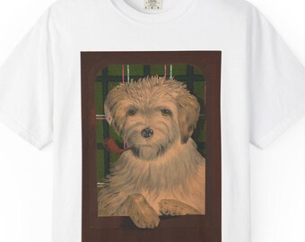 Garment-Dyed Dog Portrait T-Shirt, Comfort Colors 100% Cotton Pet Lover Tee