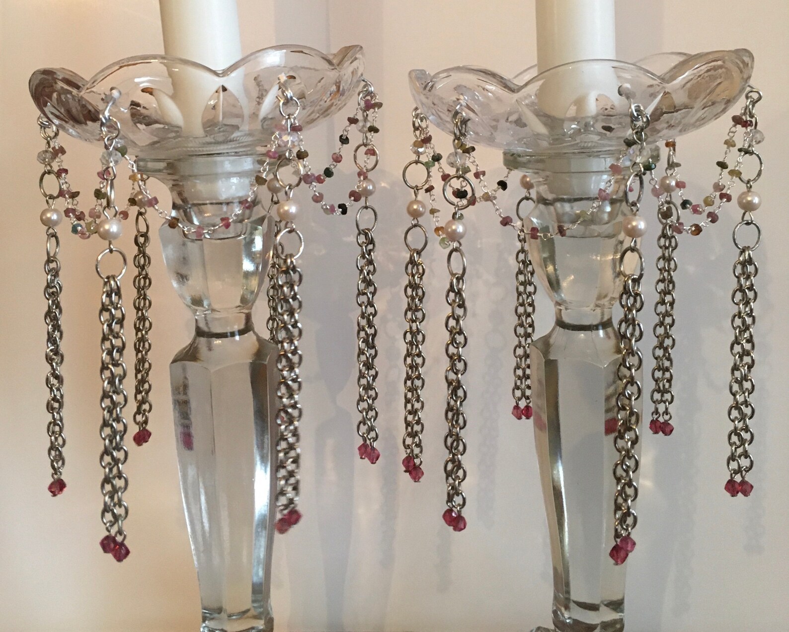 Crystal Glass Bobeche Candle Ring Wax Catcher Pair with Etsy