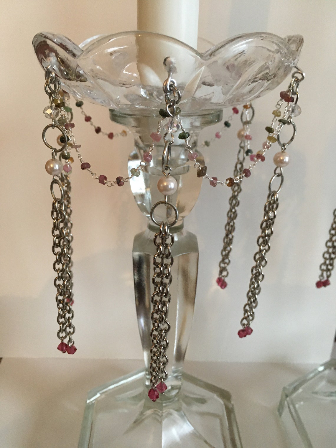 Crystal Glass Bobeche Candle Ring Wax Catcher Pair with Etsy