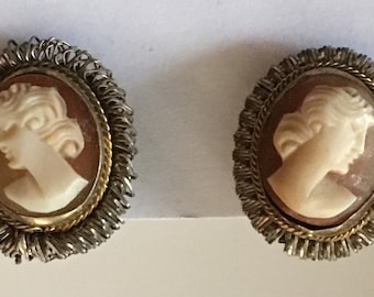 Vintage Cameo Screw Back Earrings