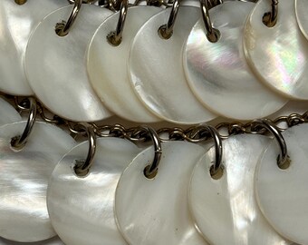 Vintage Mother of Pearl Disc Two Tier Choker Necklace