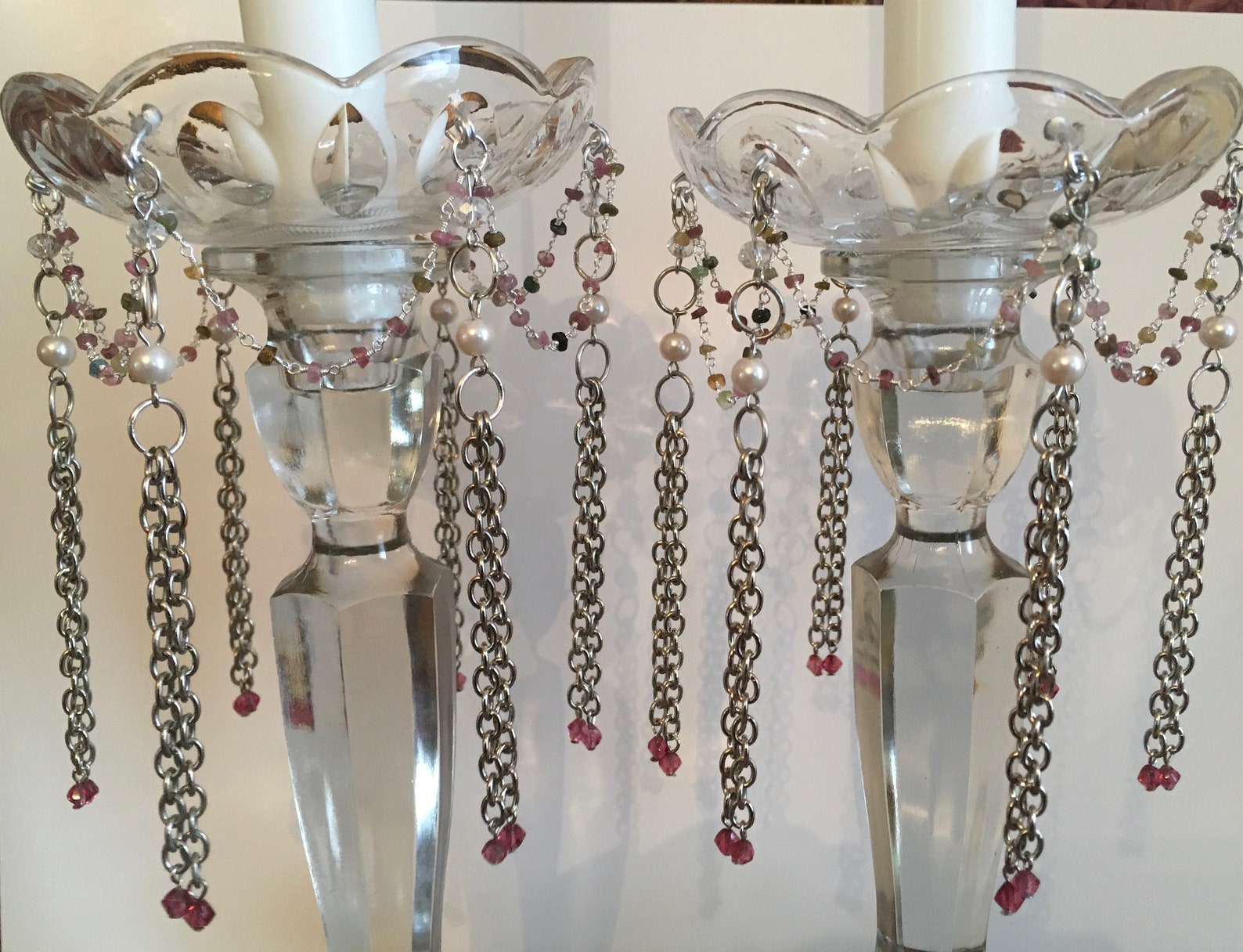 Crystal Glass Bobeche Candle Ring Wax Catcher Pair with Etsy