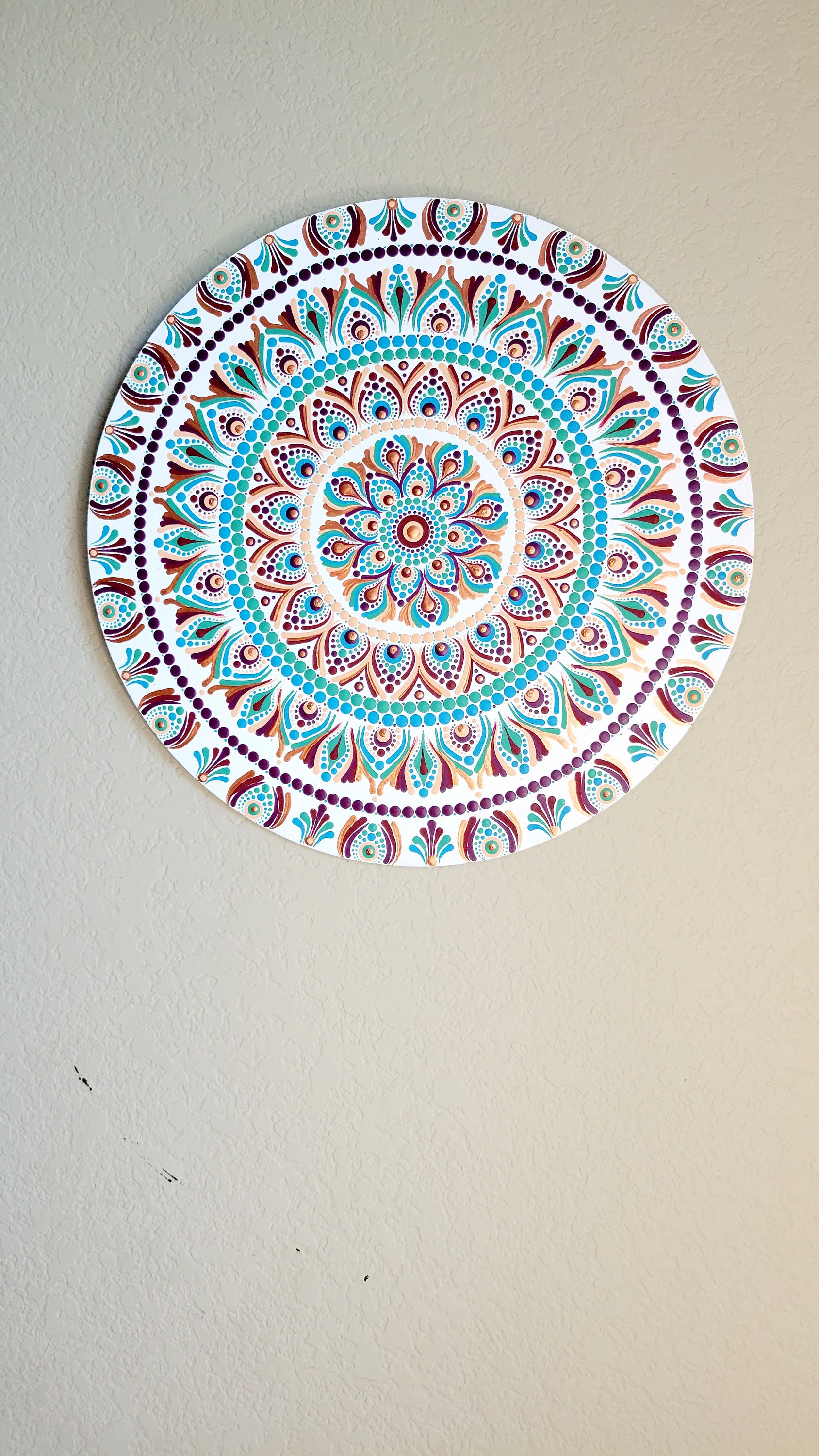 Mandala Dot Art Wall Decor 12 Inch Wood Round Home Decor Wall Etsy